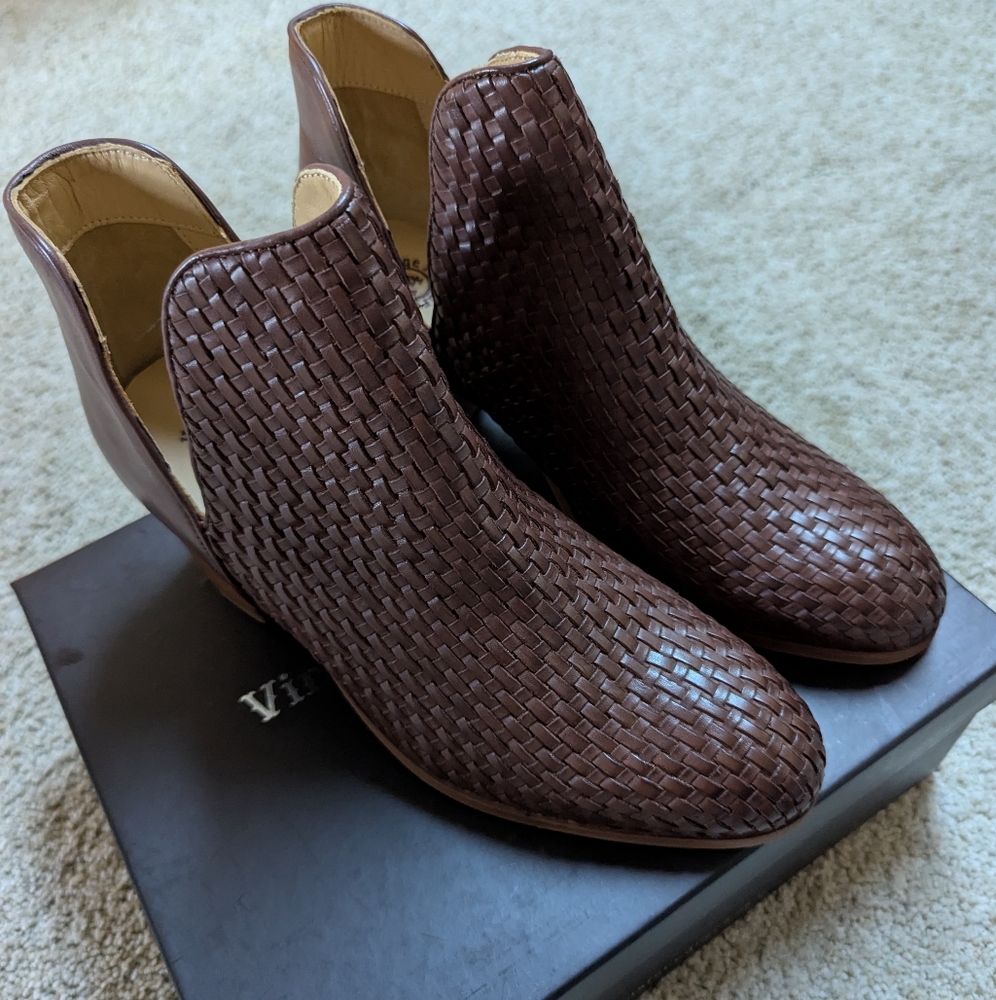Brown Woven Ankle Boots
